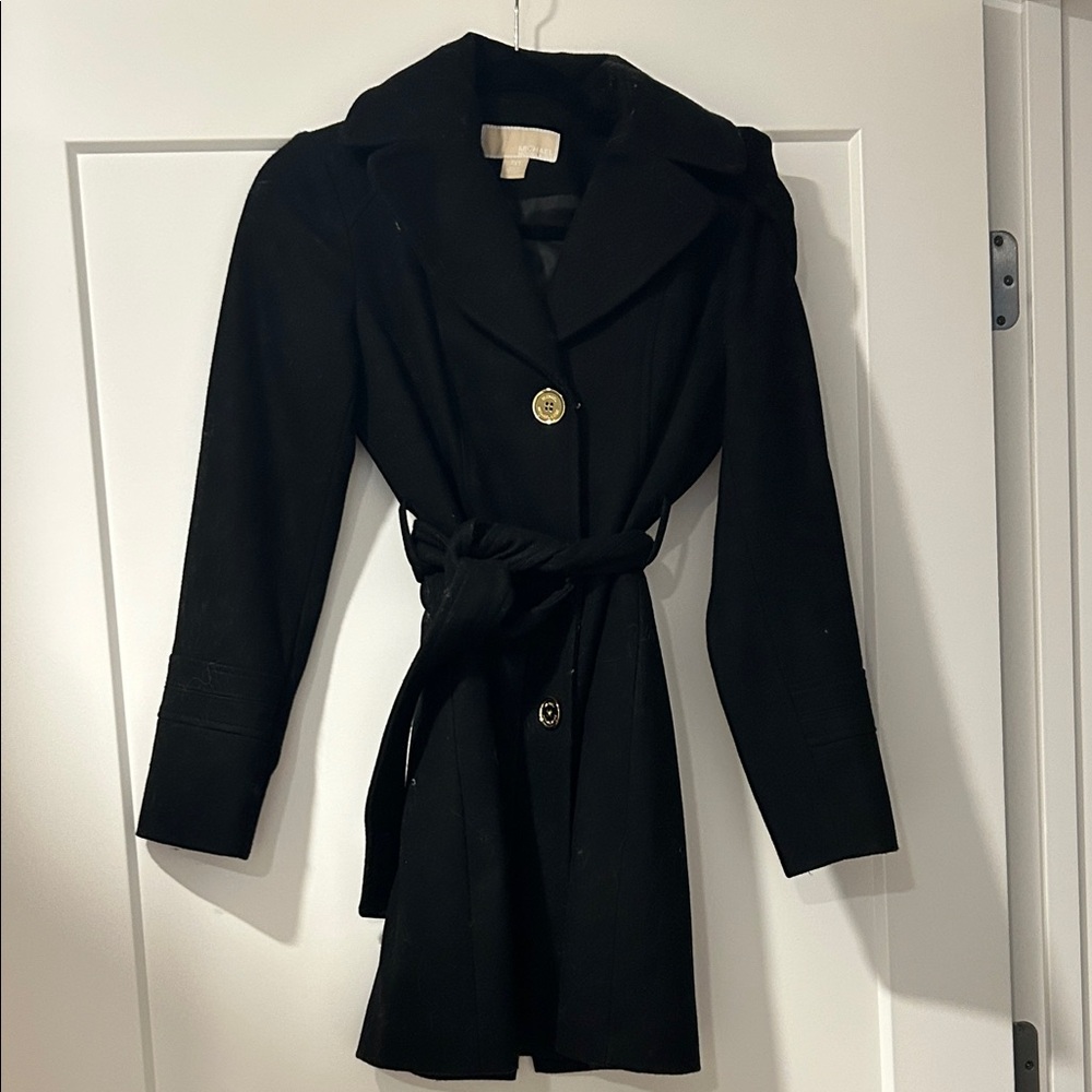 Michael Kors Black Trench Coat with detachable hood